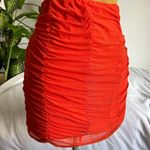 Neon orange shirred ruffle mesh mini skirt Size L Photo 1