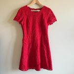 J.Crew Red Lace Short Sleeve Dress Lined Cocktail E3707 A-Line Womens Size 4 Photo 1