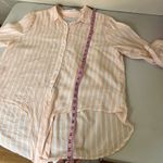 Lola River Shirt Size Large Orange White Striped Tie Front Tencel Linen Preppy Photo 5