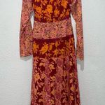 Free People  Tilda Wrap Dress in Firebrick Floral Maxi Flowy Bell Sleeve Medium Photo 6