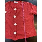 Willow Sweater Medium Pink Knit Cardigan Art to Wear Boutique Embellished Floral Photo 11