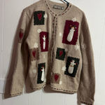 Croft & Barrow  Beige Cardigan with Snowman and Heart Details Photo 0