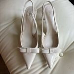 ZARA  NWT off white ivory cream bow sling back faux patent kitten heels Photo 9
