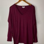 Piko  Slouchy V-Neck Maroon Shirt Size Medium Photo 0