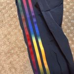 Adidas Women’s Black Rainbow Cropped Windbreaker Hoodie SZ S Trefoil Stripe Photo 1