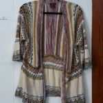 Multiples  Fall colors boho‎ open front knitted cardigan sweater large Photo 0