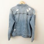 Leith BOUTIQUE | Y2K Denim Jean Jacket Pearl Rhinestone Studded Light-Blue Coat | XL Photo 5