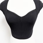 Babaton  Aritzia Black Carnegie Sculpt Knit Cap Sleeve Sweetheart Neck Crop Top Photo 1