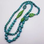 Sterling Silver JAY KING DTR  Green and Blue Turquoise Cabochon Long Necklace Photo 8