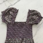 Anthropologie CAARA Smocked tiered Midi dress puff sleeves Ditsy floral Sz M Romantic chic Photo 5