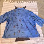 New Direction Womens 3XL Embroidered Buttons Girl Dancing Boat Denim Shirt Boho Blue Size 3X Photo 3