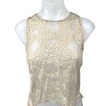 ZARA  Cream White Eyelet Lace Sleeveless Crew Neck Sheer Cover Up Crop Tank Top S Photo 0