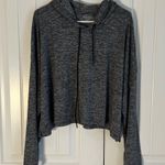 Athleta Uptempo Crop Hoodie Grey/Black Lightweight Relaxed Fit Pullover Size XL Photo 0