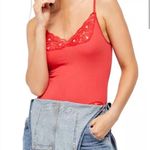 Free People Side of Sass Lace Red Bodysuit Photo 3