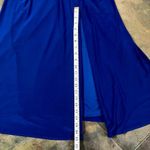 Morgan & Co. Blue Maxi Plunging V neck, Side Mesh Cutouts A Photo 13