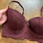 Aerie Real Power Balconette Lace Bra Sz 34D Maroon Photo 5