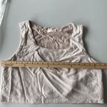 Allie Rose Beige Cropped Linen Blend Blouse Size L Square Neck Casual Summer Top Tan Size L Photo 5