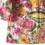 Monique Leshman š Floral Print Pom Pom Tunic Top š Fuchsia Pink Spring Yellow Photo 7