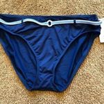 Nautica NEW NWT  Dark Blue Turquoise White Belted Belt Swimwear Bikini BOTTOM 12 Photo 0