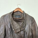 ALLSAINTS  Spitalfields Brown Leather Moto Jacket Size 2 Photo 7