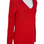 Lacoste Vintage Y2K  Lipstick Red Cable Knit V Neck Sweater sz 38 / S Tenniscore Photo 3