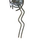 None Vintage Sterling Silver Brass Abstract Earrings Articulated Moonstone 3.5" Long Photo 2