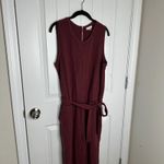 Garnet Hill  burgundy‎ red sleeveless knit jumpsuit size large casual autumn Photo 2