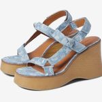 Lucky Brand sandals wedges Demmia acid denim hazy paisley NEW size 10 mushrooms Photo 0