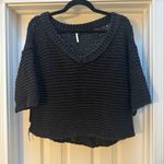 Free People  Park Slope Oversized Slouchy Knit Crochet Sweater Black size Small Photo 1