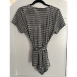 7 For All Mankind  Pima Cotton Short Sleeve Wrap Around Tie Shirt Top Sz Large Photo 2