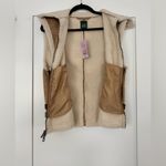 Wild Fable  NWT Faux Suede Sherpa Vest Sz XS Zip Up Faux Leather Trim Tan Cream Photo 5