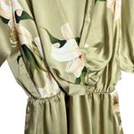 ZARA  Floral Ruffle Silky Satin Mini Dress Medium Green Lily Wedding Guest Garden Photo 7