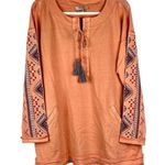 Tru Luxe Jeans Peach Long Sleeve Embroidered Top XL Orange Photo 0