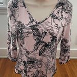 Armand Thiery Affinites French Pink Novelty Newspaper Artsy Blouse, size 2 Photo 0