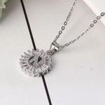 Silver Initial Crystal Pendant Necklace A Photo 4
