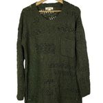 Fashion On Earth Hunter Green Open Chunky Knit Crewneck Sweater S Photo 0
