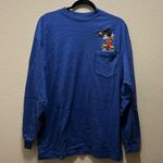 Disney Vintage Blue Long Sleeve Embroidered Pocket T-Shirt Size XL Photo 1