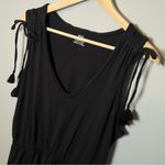 Aerie  Sleeveless Tassel Tie Romper Women’s L Black Shortalls V-neck Pockets Photo 2