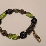 Women’s Black / Green Bead Stretchy Bracelet Flip Flop Sandal Charm Photo 7