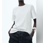 ZARA Women’s 100% Cotton White T-Shirt Short Sleeve EUC Size L Photo 7