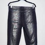 Elie Tahari Black Skinny Jeans with Silver Snakeskin Print Size 10 Photo 4