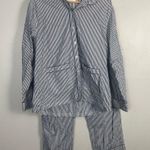 Lake two piece Poplin Piped Pants Set striped blue white size large Photo 1