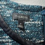 Talbots Marled Knit Faux Leather Trim Short Sleeve A-Line Dress Zip Office Sz 4 Photo 8