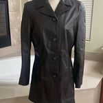 Por Santa Maria Sz 40 Italy Vintage Fine Leather CHOCOLATE Brown Women’s Coat: Photo 13