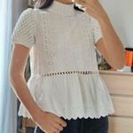 Sea Eyelet White Blouse With Bobble Knit Short Sleeves S Photo 0
