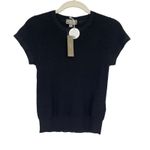 J.Crew  Ribbed featherweight cashmere T-shirt Black Small NWT Old Money Photo 2