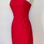 EXPRESS Vintage 90’s Red & Black Strapless Sheath Midi Dress Photo 0