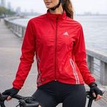 Adidas  CLIMAPROOF Red Packable Cycling Windbreaker Zip-Up Jacket, sz. S Photo 0