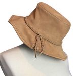 Minnetonka  | Parker Tan Suede Braided Women's Floppy Bucket Hat Photo 1