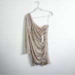 Meshki NWT  Kirstie One Shoulder Sequin Mini Dress Silver Gold XL Photo 2